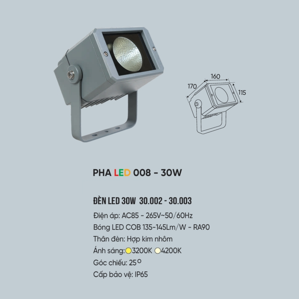 Đèn LED pha rọi cột Anfaco PHA LED 008 - 30W