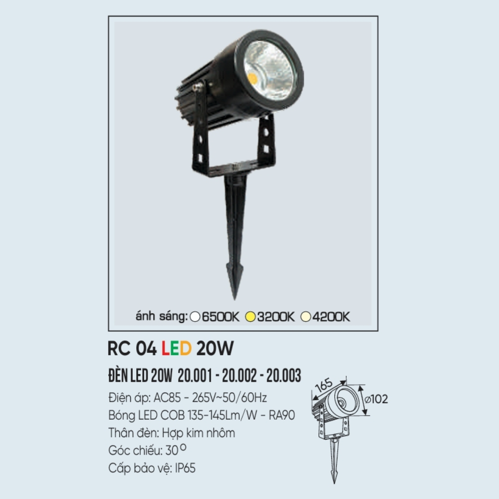 Đèn LED pha rọi ghim cỏ Anfaco RC 04 LED 20W