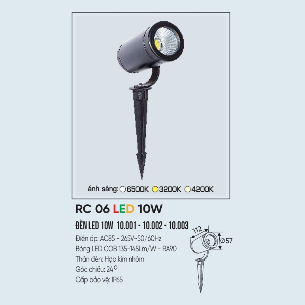 Đèn LED pha rọi ghim cỏ Anfaco RC 06 LED 10W