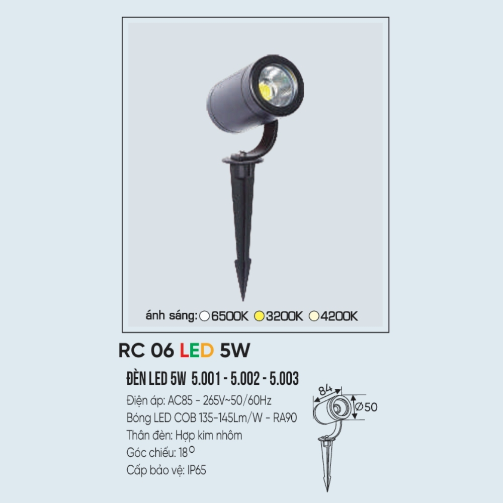 Đèn LED pha rọi ghim cỏ Anfaco RC 06 LED 5W