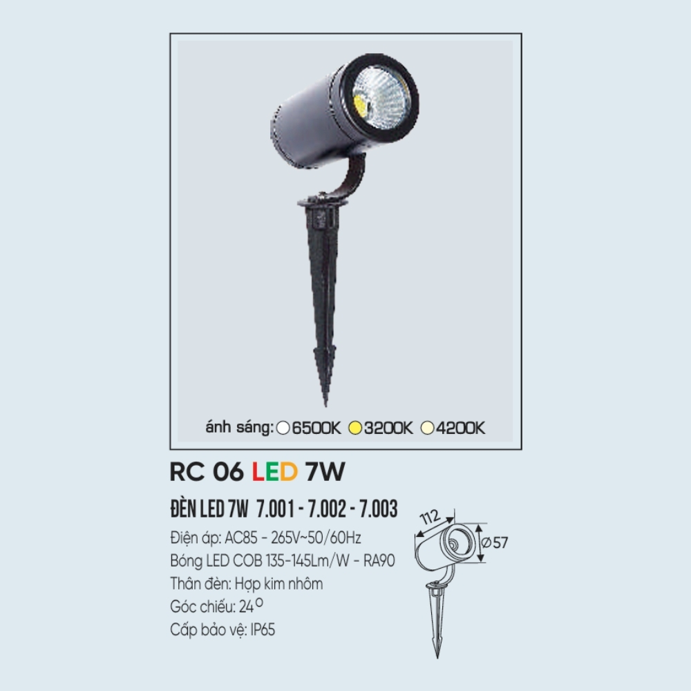 Đèn LED pha rọi ghim cỏ Anfaco RC 06 LED 7W