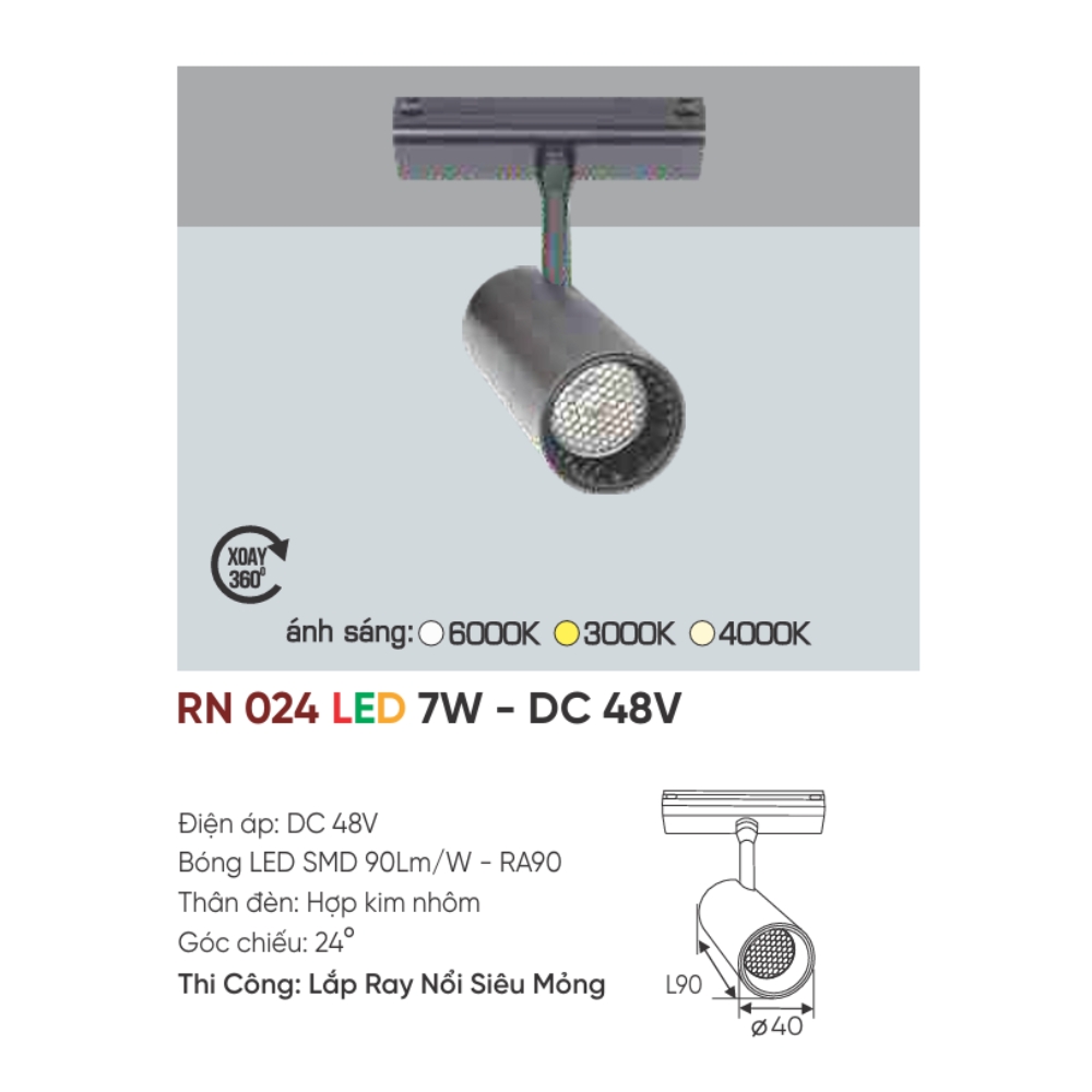 Đèn ray LED nam châm Anfaco RN 024 LED 7W - DC 48V