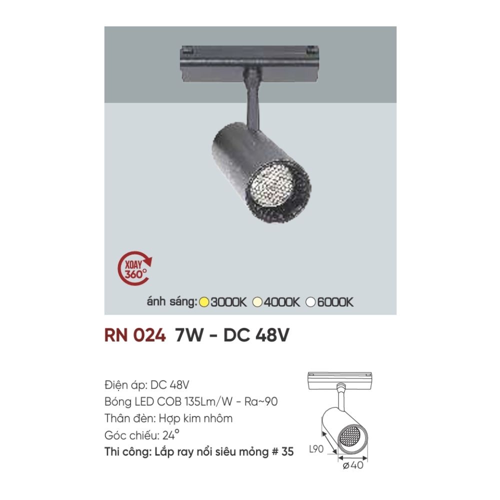 Đèn ray LED nam châm Anfaco RN 024 LED 7W - DC 48V