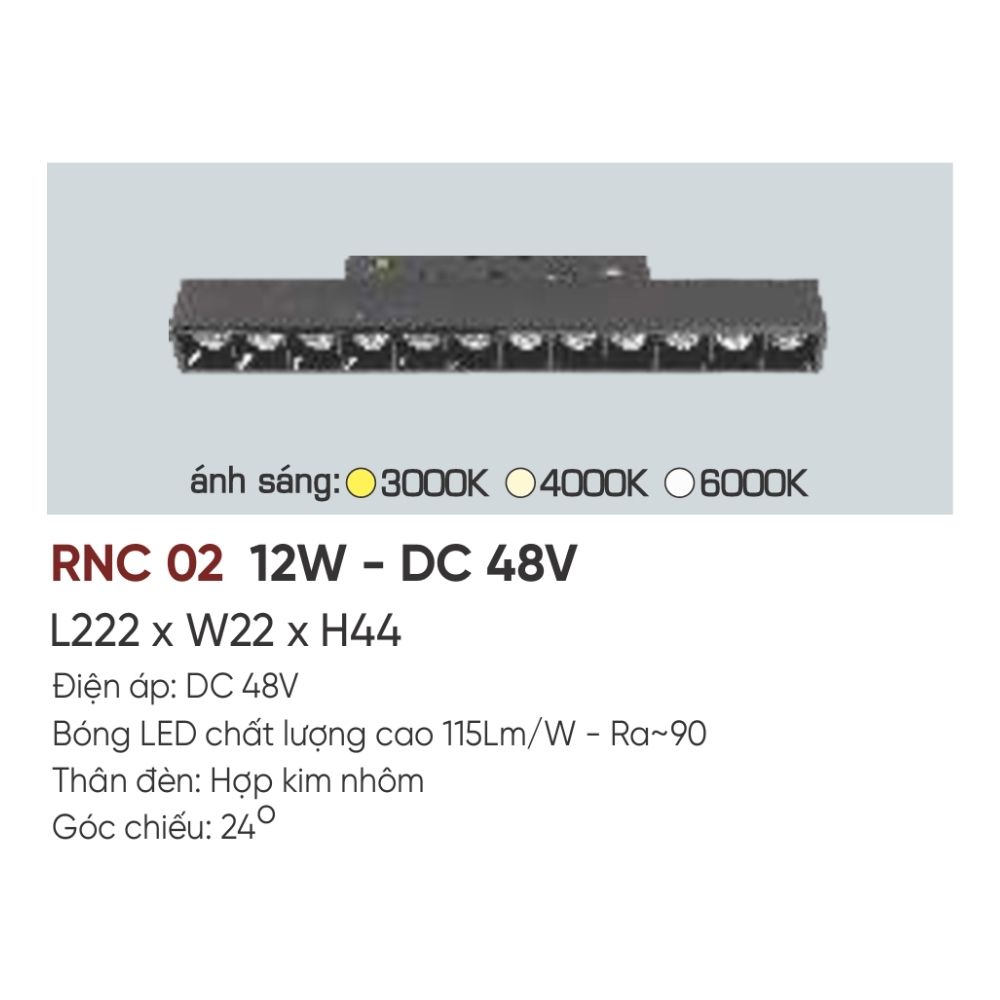 Đèn ray LED nam châm Anfaco RNC 02 LED 12W - DC 48V
