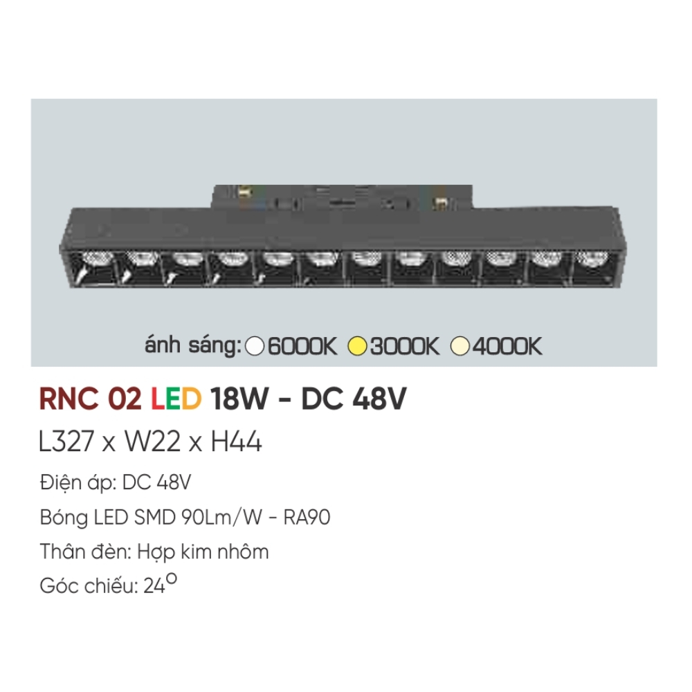 Đèn ray LED nam châm Anfaco RNC 02 LED 18W - DC 48V