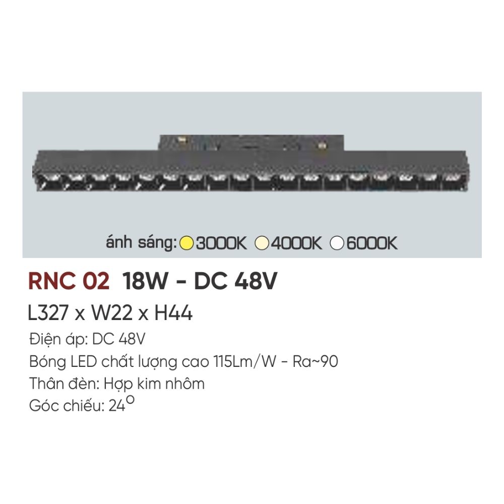 Đèn ray LED nam châm Anfaco RNC 02 LED 18W - DC 48V