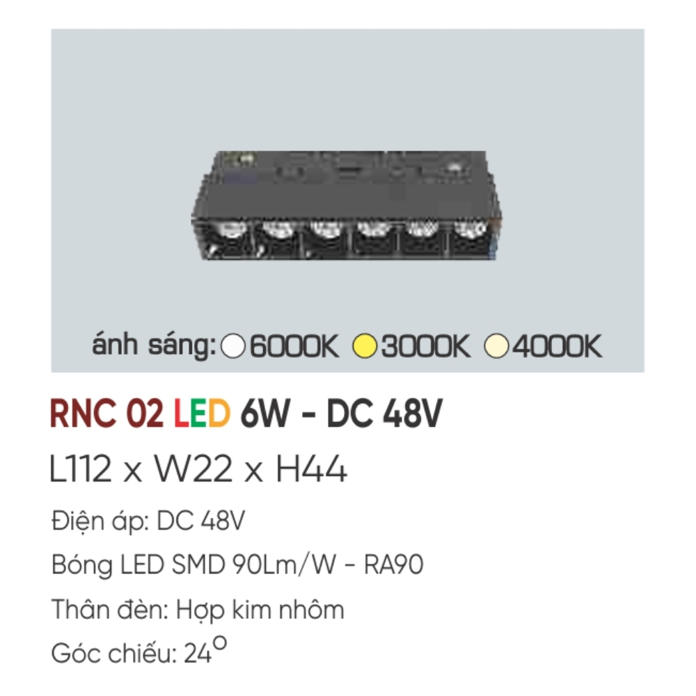 Đèn ray LED nam châm Anfaco RNC 02 LED 6W - DC 48V