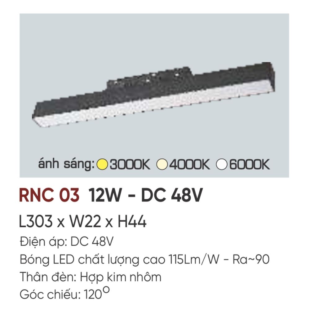 Đèn ray LED nam châm Anfaco RNC 03 LED 12W - DC 48V