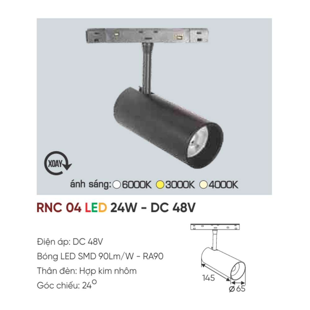 Đèn ray LED nam châm Anfaco RNC 04 LED 24W - DC 48V