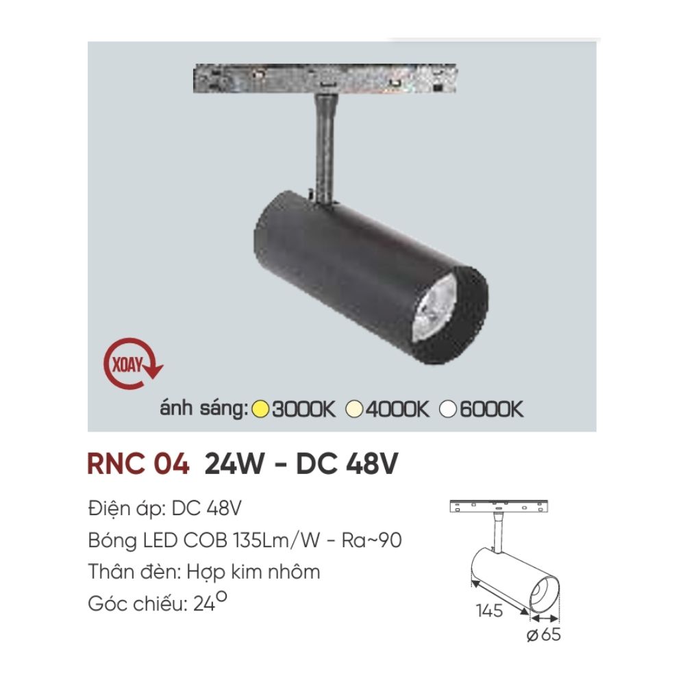 Đèn ray LED nam châm Anfaco RNC 04 LED 24W - DC 48V