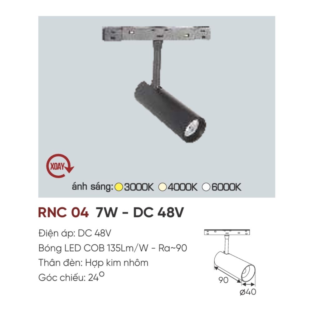 Đèn ray LED nam châm Anfaco RNC 04 LED 7W - DC 48V