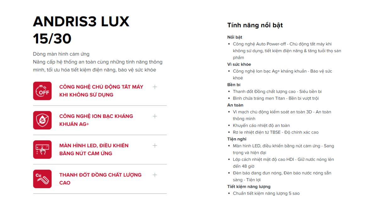 Ariston Andris3 LUX 15/30 - Máy nước nóng gián tiếp