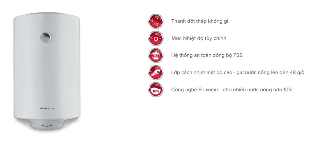 Máy nước nóng gián tiếp Pro R Ariston ngang/ đứng