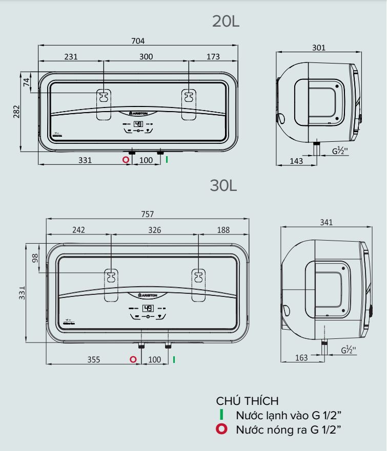 Máy nước nóng gián tiếp Slim2 Lux-D Wifi thông minh Ariston