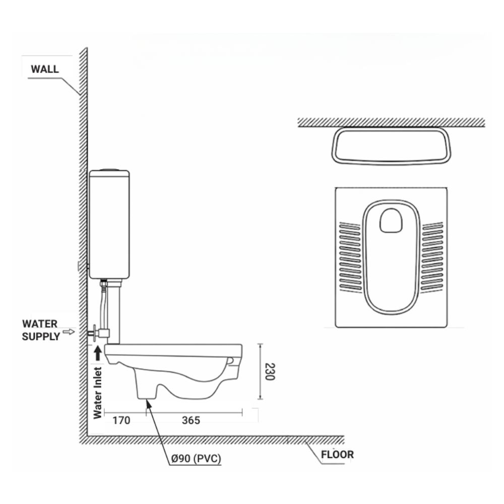 Bộ bồn cầu xổm và két nước xả nhấn Atmor AT5204S+AT4406