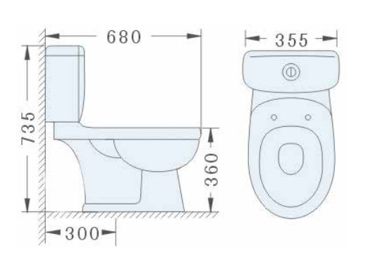 Bồn cầu 2 khối ATMOR AT2032 nắp êm xả nhấn