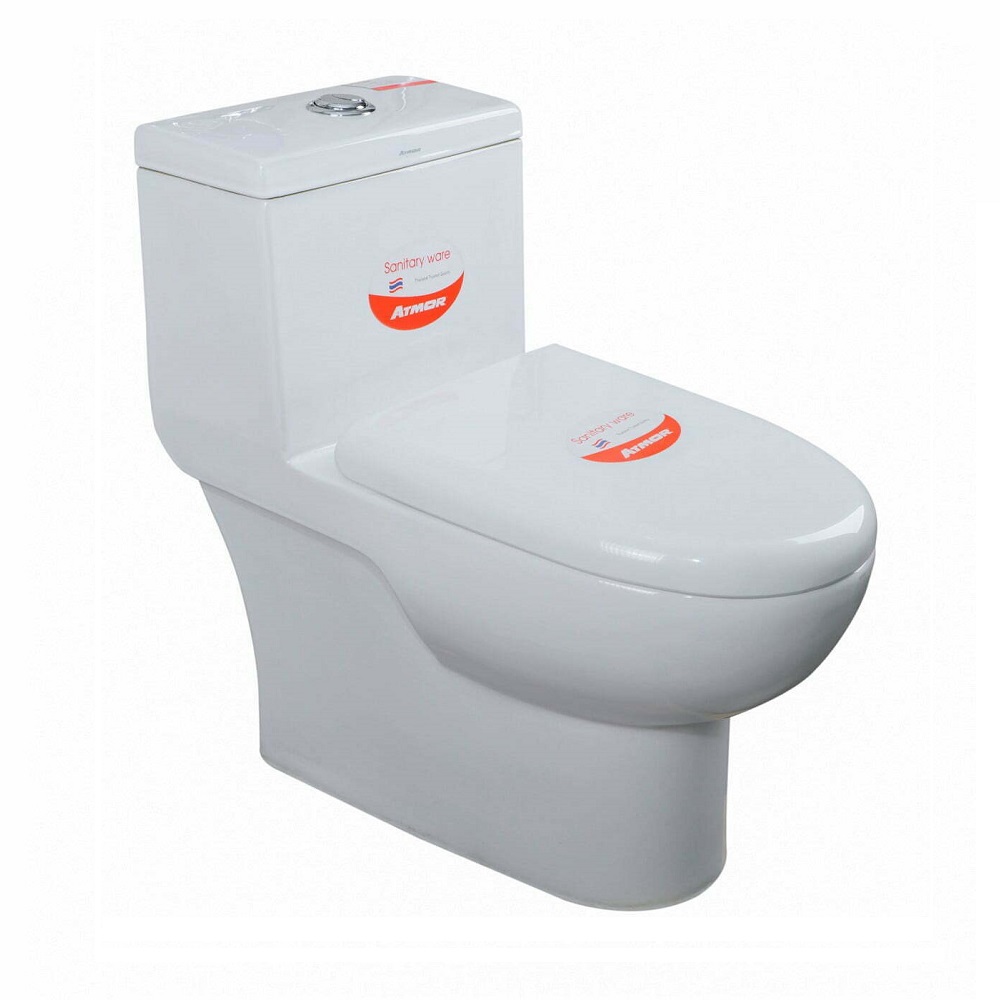 Bồn cầu 1 khối ATMOR AT518 nắp êm xả nhấn