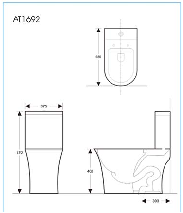 Bản vẽ kỹ thuật của bàn cầu ATMOR AT1692 