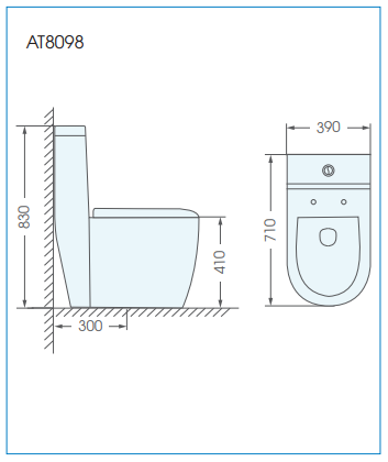 Bồn cầu 1 khối ATMOR AT8098 nắp êm xả nhấn