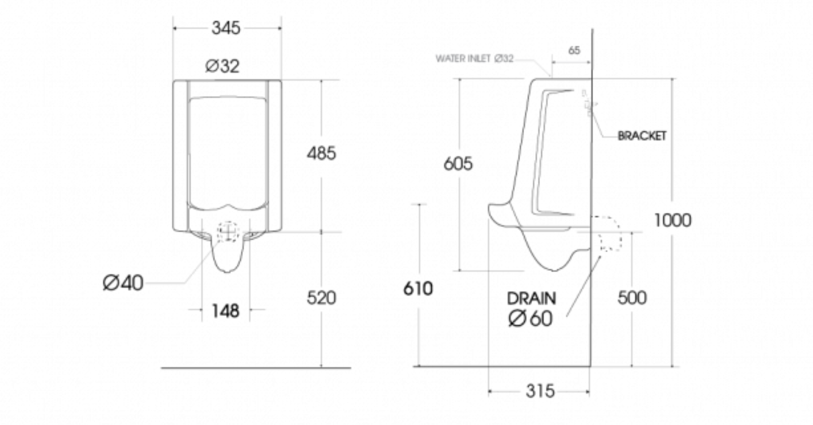 Bồn tiểu nam treo tường ATMOR AT6024