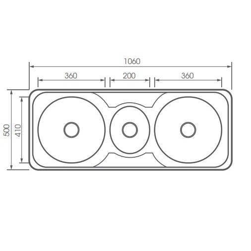 Chậu rửa chén 3 hố 106x50cm ATMOR AT-618 (AT618)