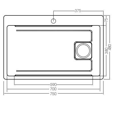 Chậu rửa chén 1 hố 75x48cm ATMOR AT-7548AR (AT7548AR)