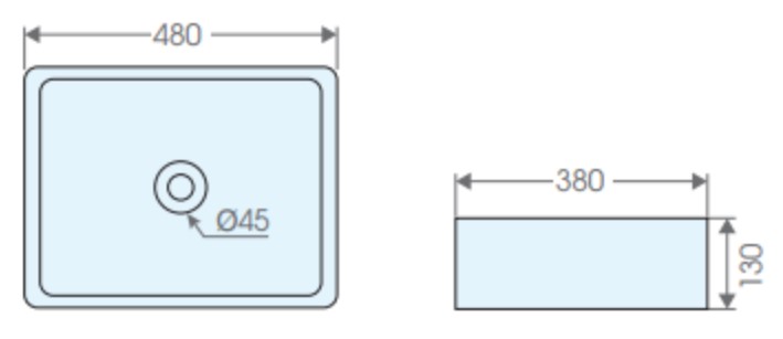 Bản vẽ kỹ thuật chậu rửa lavabo đặt bàn ATMOR AT4565