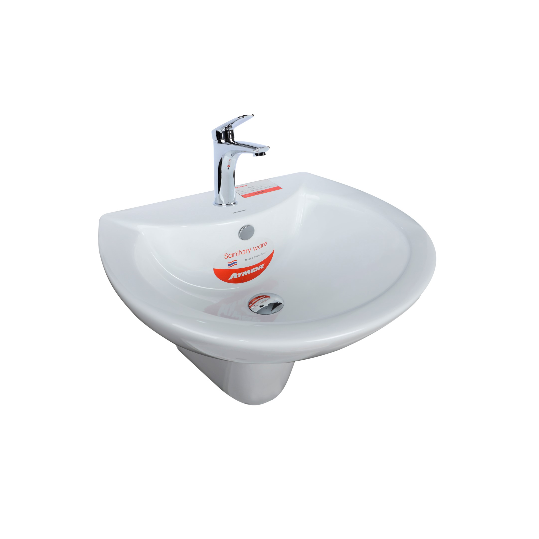 Chậu rửa lavabo treo tường ATMOR AT3007D chân lửng