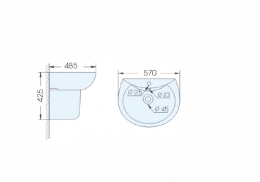 Chậu rửa lavabo treo tường ATMOR AT3007D chân lửng