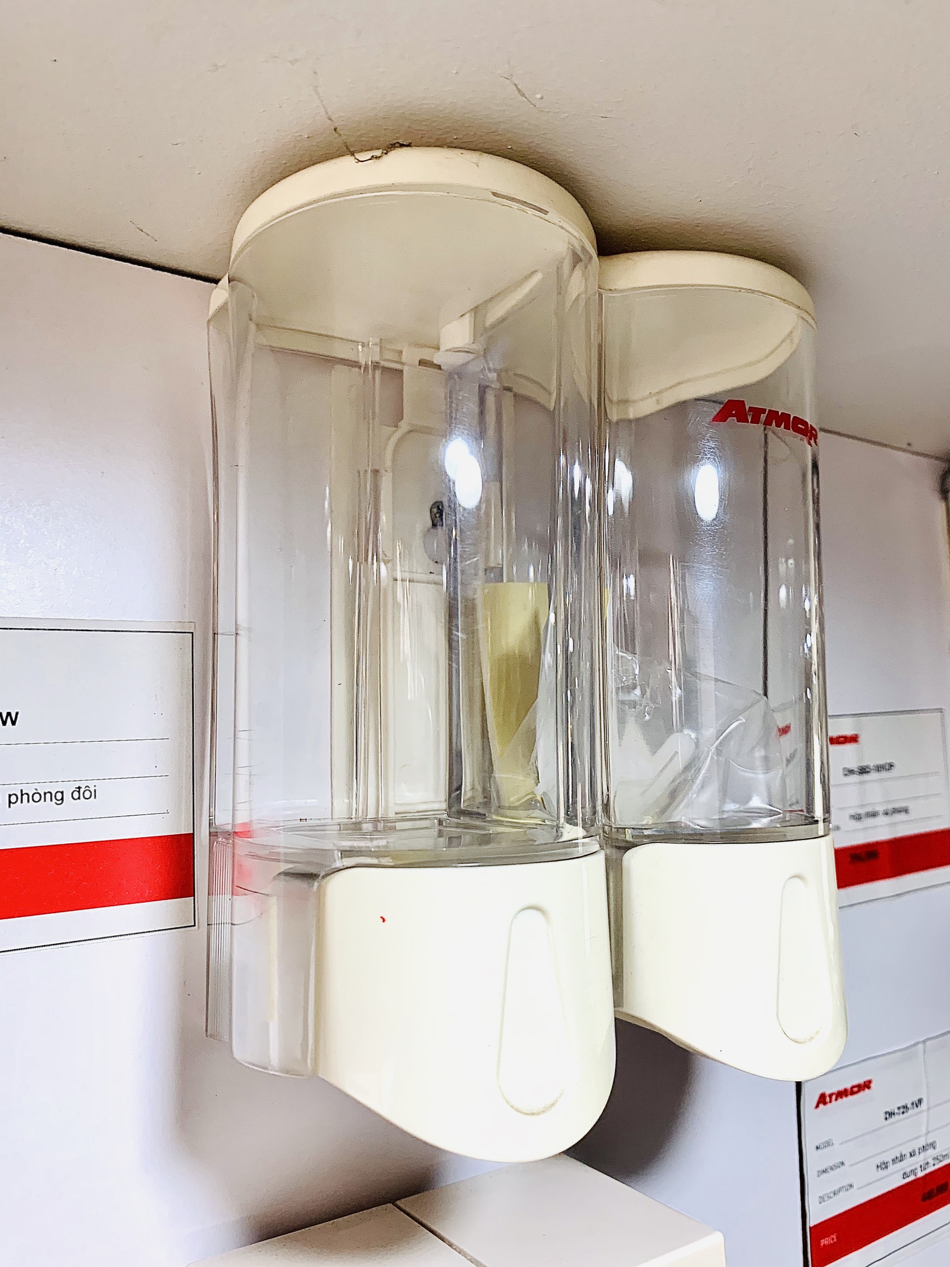 Hộp nhấn xà phòng đôi 500mlx2 ATMOR DH-SBD-102W (DHSBD102W)