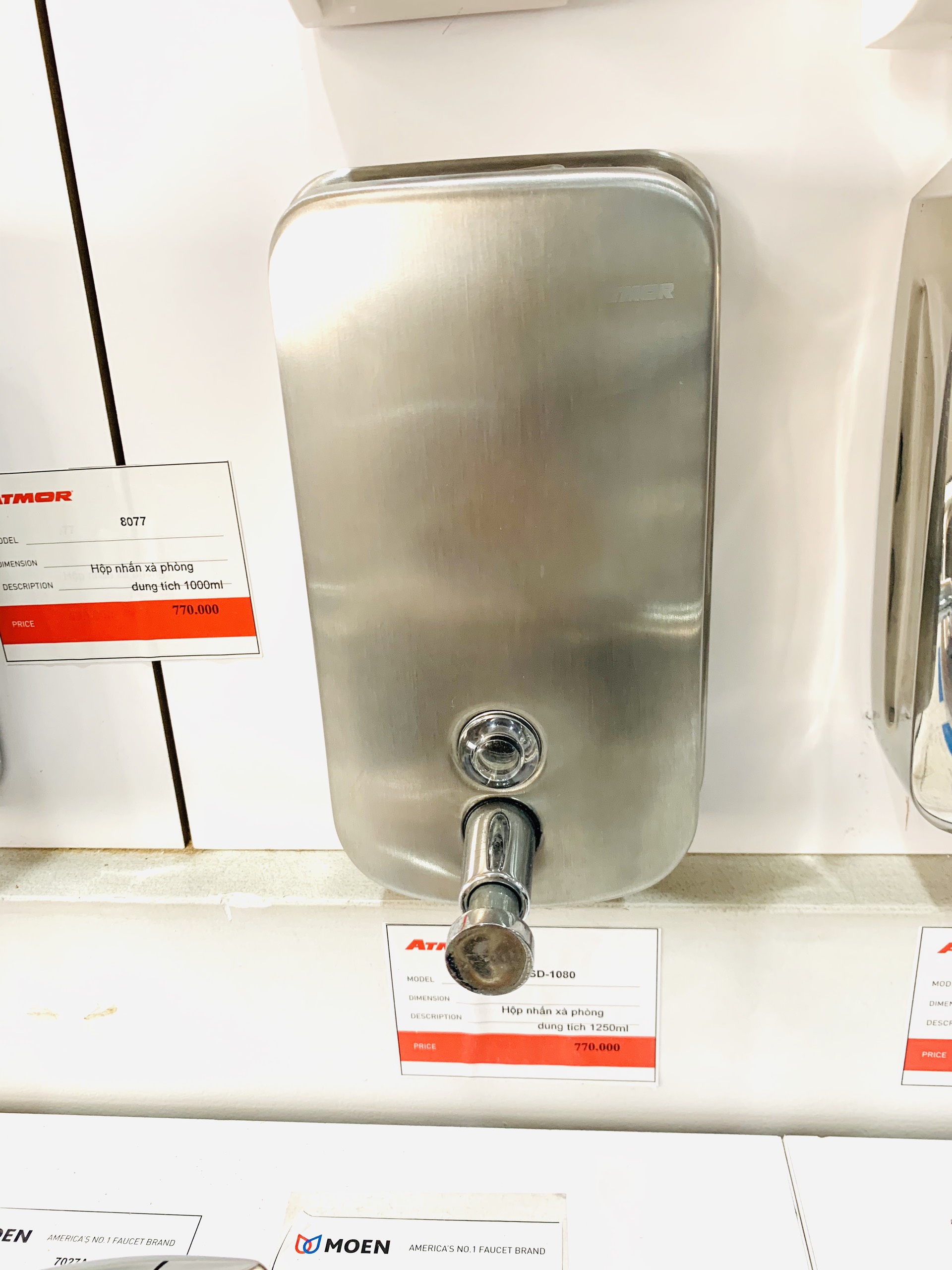 Hộp nhấn xà phòng inox 1250ml ATMOR SD-1080 (SD1080)