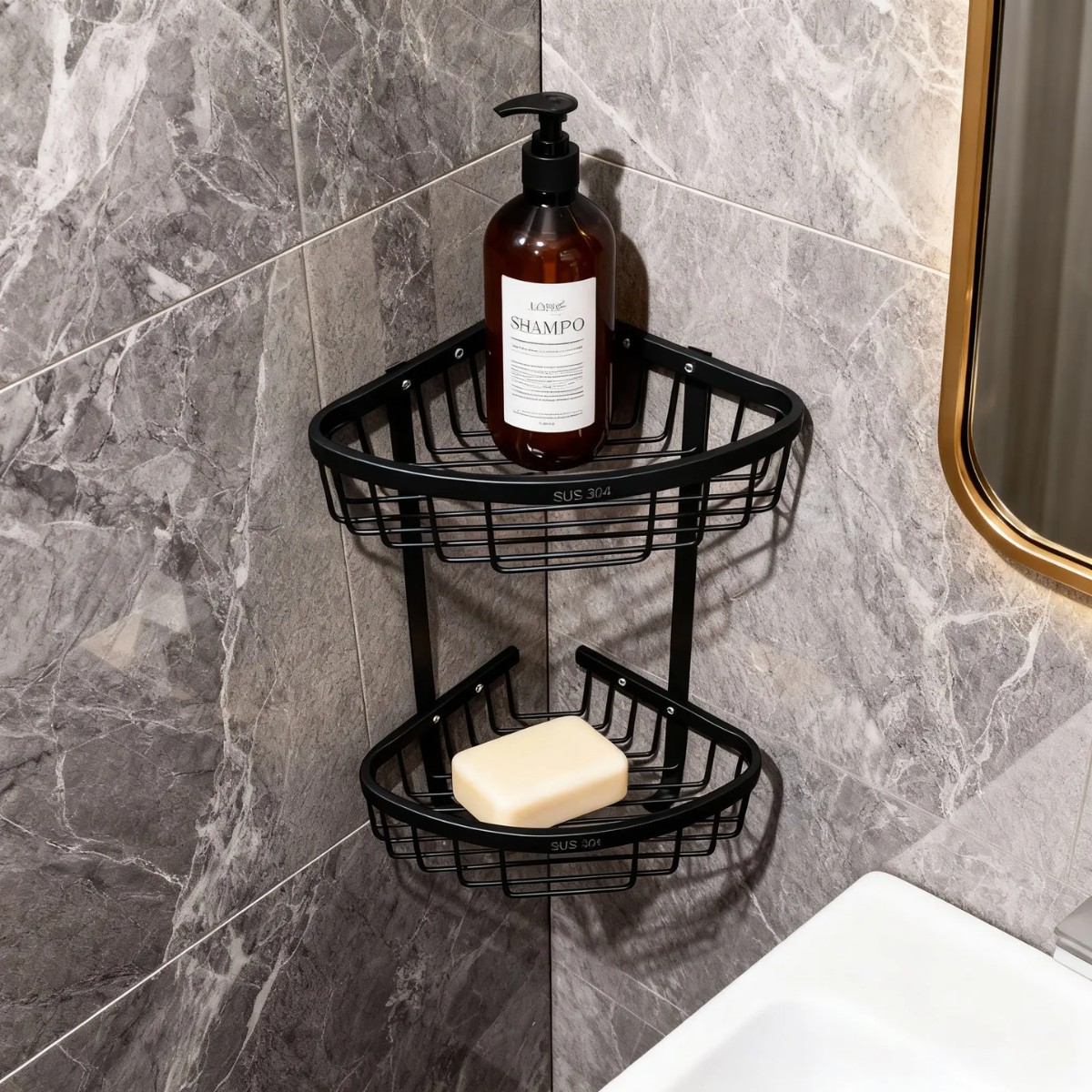 Kệ góc tường Inox 2 tầng ATMOR AT60321MB