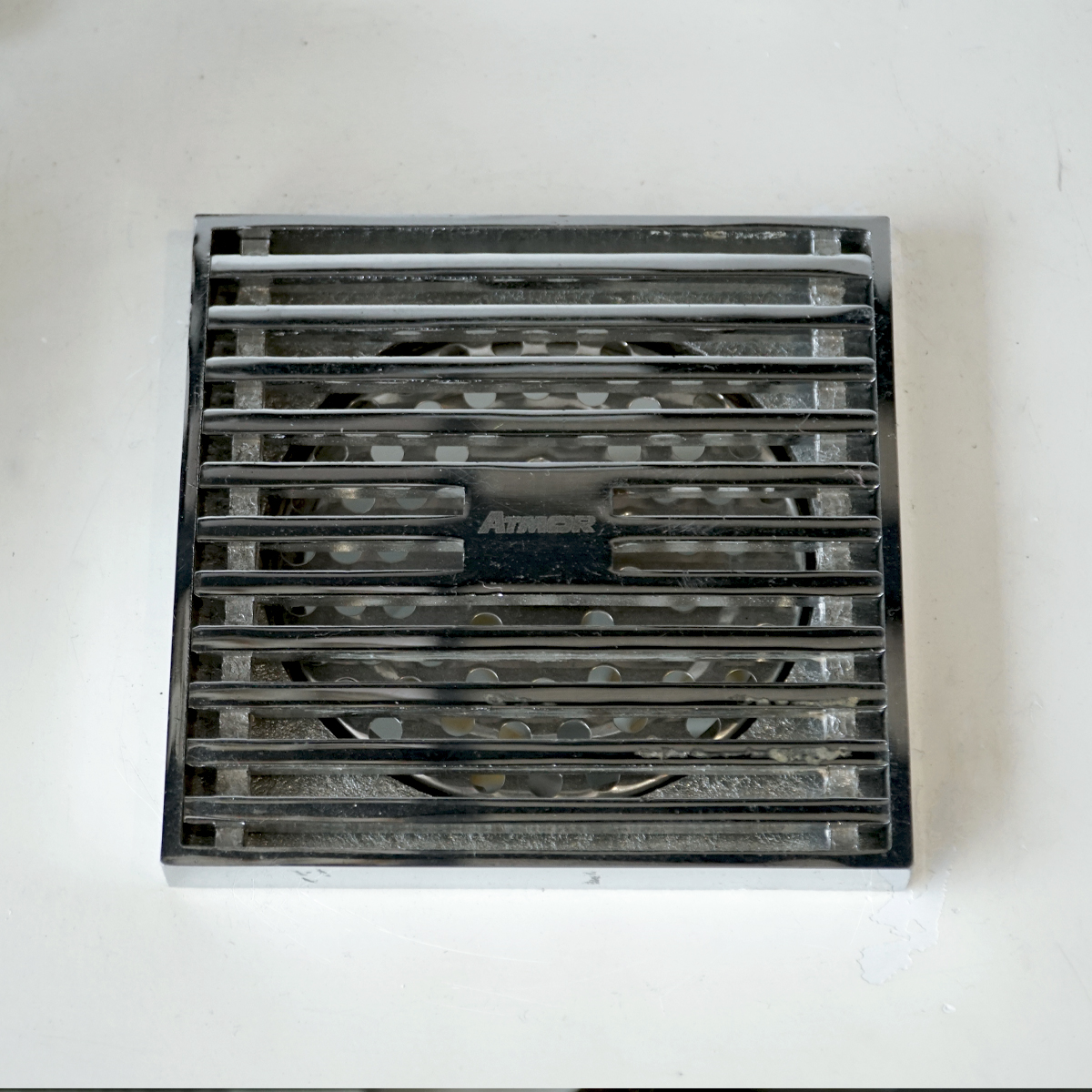 Phễu thoát sàn đồng mạ chrome 10x10cm ATMOR 8108