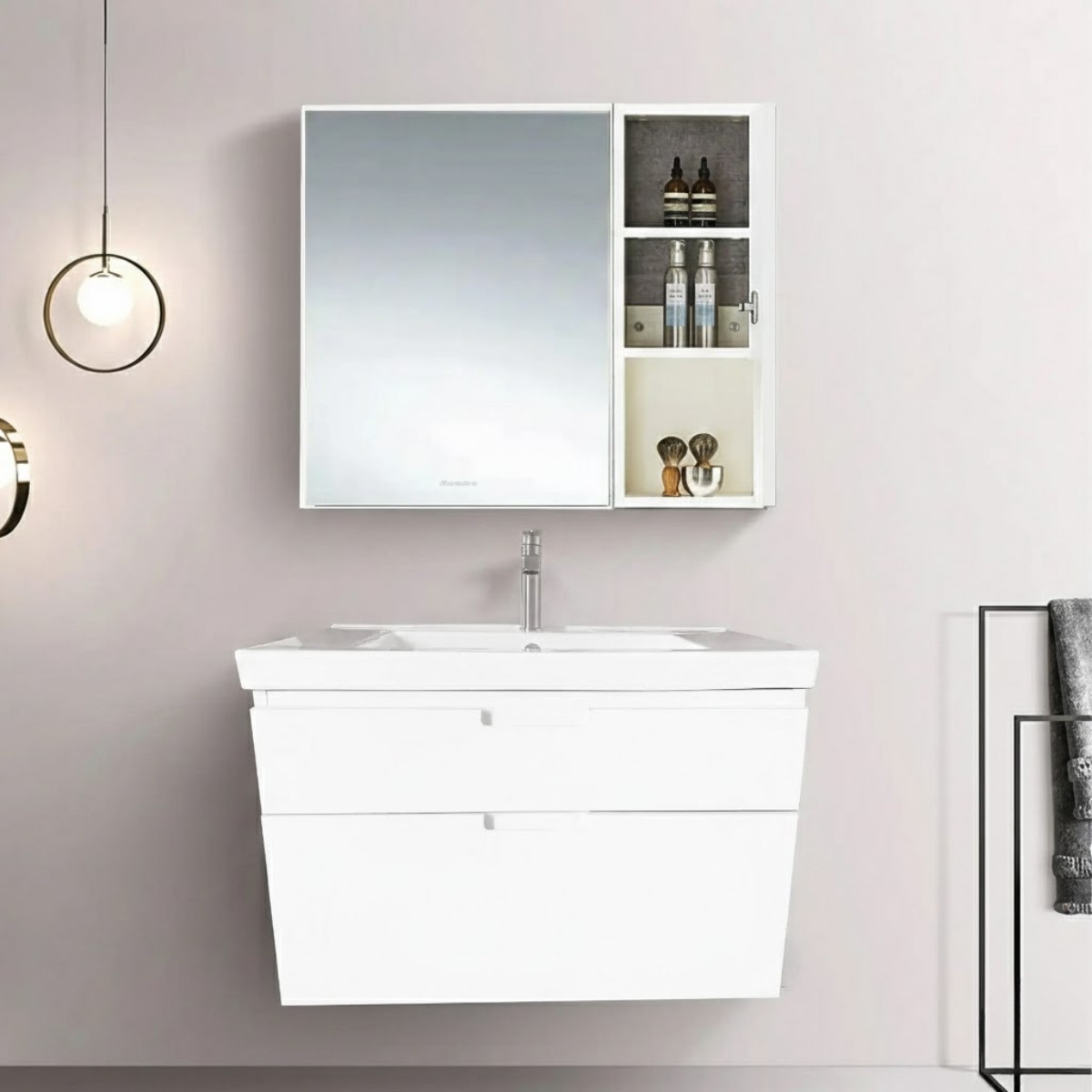 Bộ tủ lavabo gỗ và tủ gương ATMOR BOLT-2