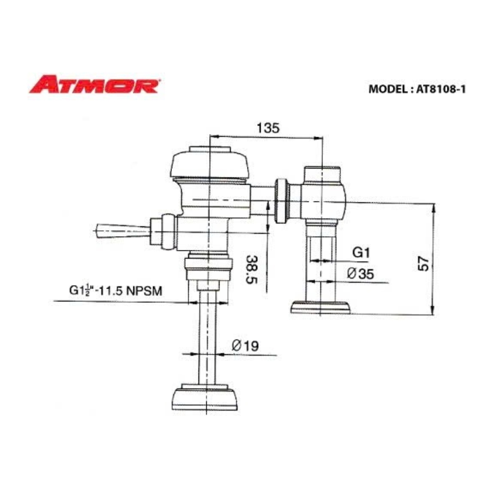Van xả gạt bồn tiểu nam ATMOR AT8108-1 (AT81081)