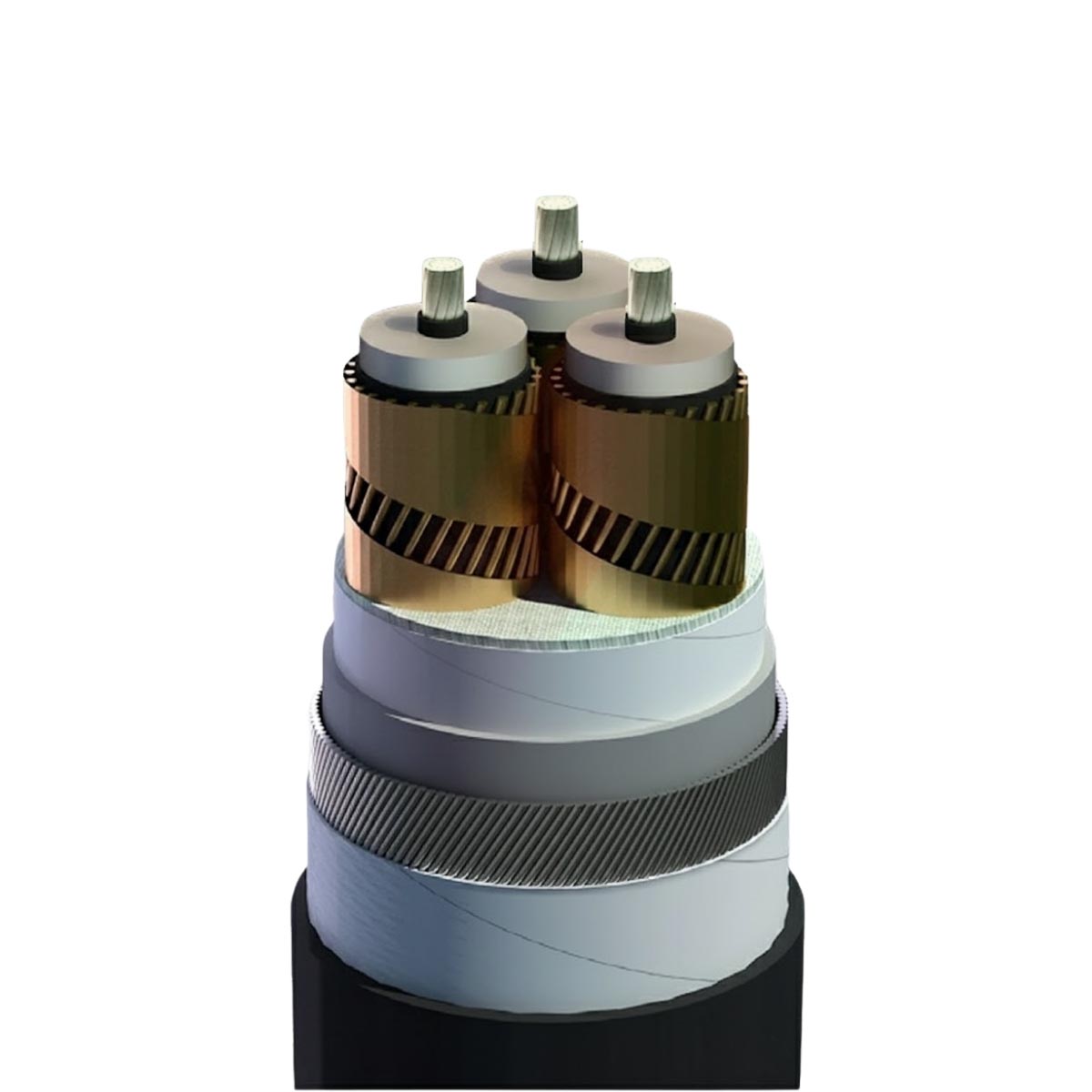 Cáp trung thế màn chắn kim loại cho từng lõi Cadivi AXV/SE/SWA - 12/20(24) kV 3 lõi giáp sợi thép bảo vệ