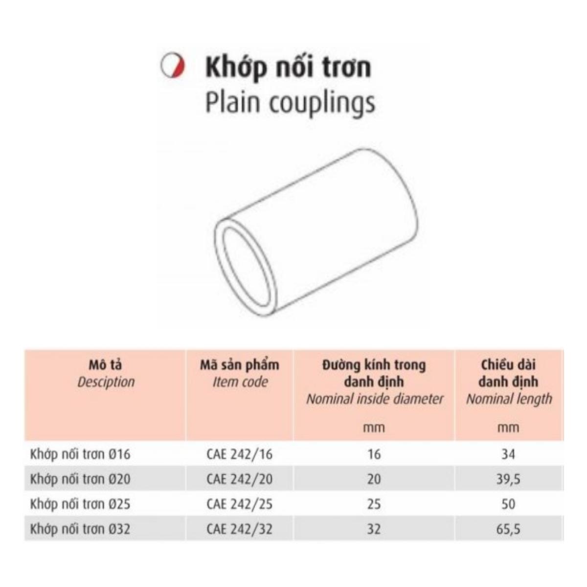 Khớp nối trơn Cadivi