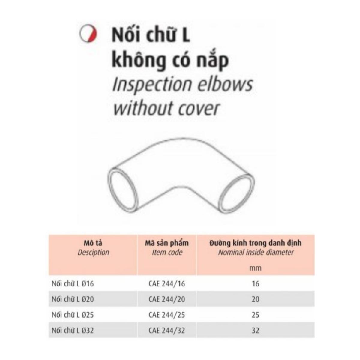 Nối chữ L CAE Cadivi