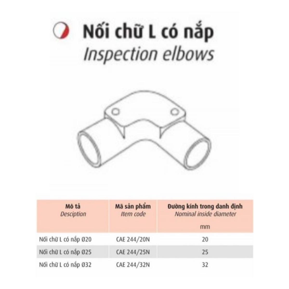 Nối chữ L có nắp CAE Cadivi