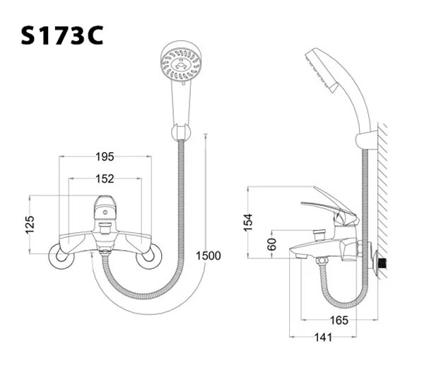 Bộ vòi sen tắm nóng lạnh Caesar S173C