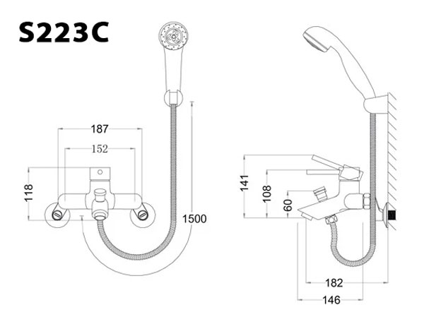 Bộ vòi sen tắm nóng lạnh Caesar S233C