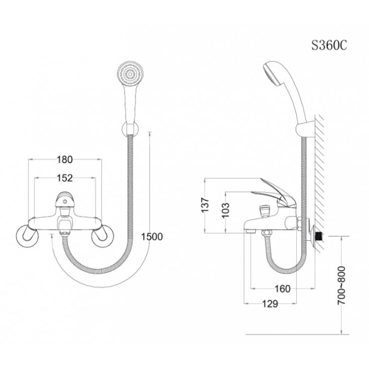 Bộ vòi sen tắm nóng lạnh Caesar S360C
