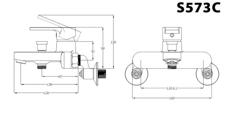 Bộ vòi sen tắm nóng lạnh Caesar S573C
