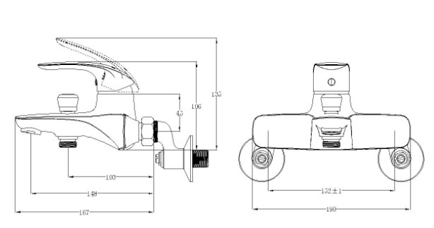 Bộ sen tắm cây nóng lạnh Caesar BS125+S563C