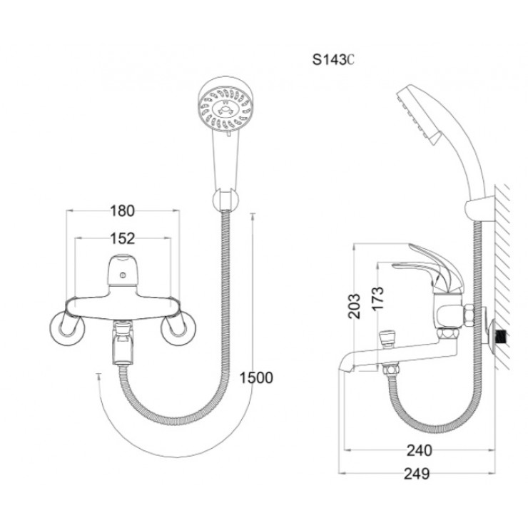 Bộ vòi sen tắm nóng lạnh Caesar S143C