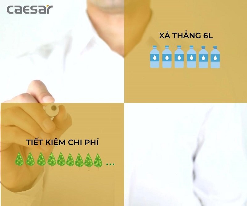 Bồn cầu đặt sàn nắp thường kèm van xả tay gạt Caesar CP1333+BF521A