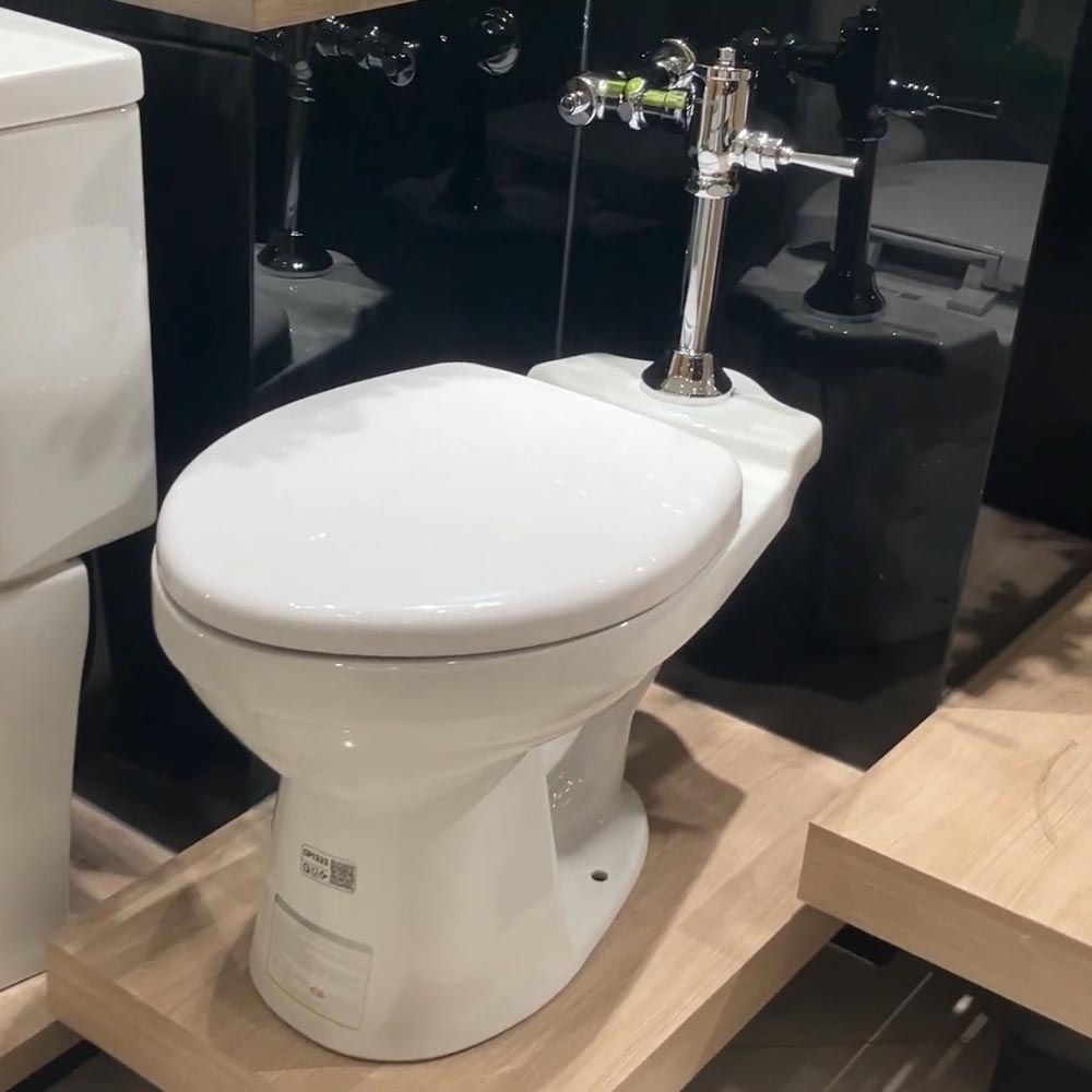 Bồn cầu đặt sàn nắp thường kèm van xả tay gạt Caesar CP1333+BF521A