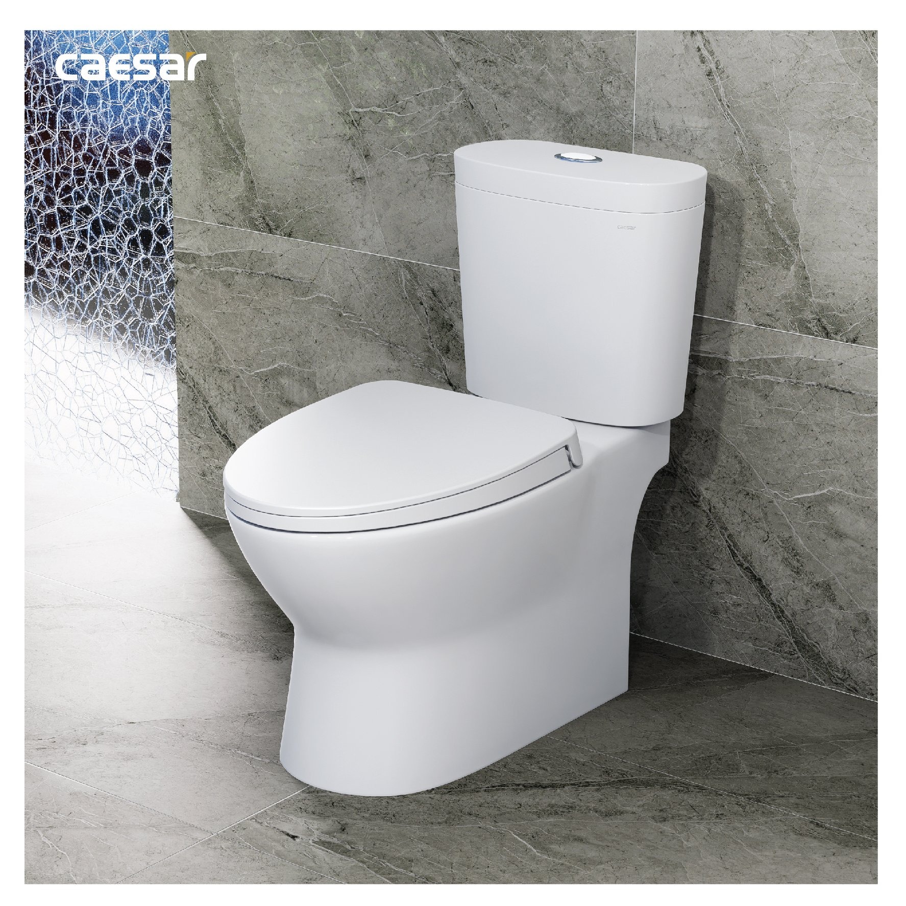 Bồn cầu 2 khối Caesar CD1320 nắp đóng êm