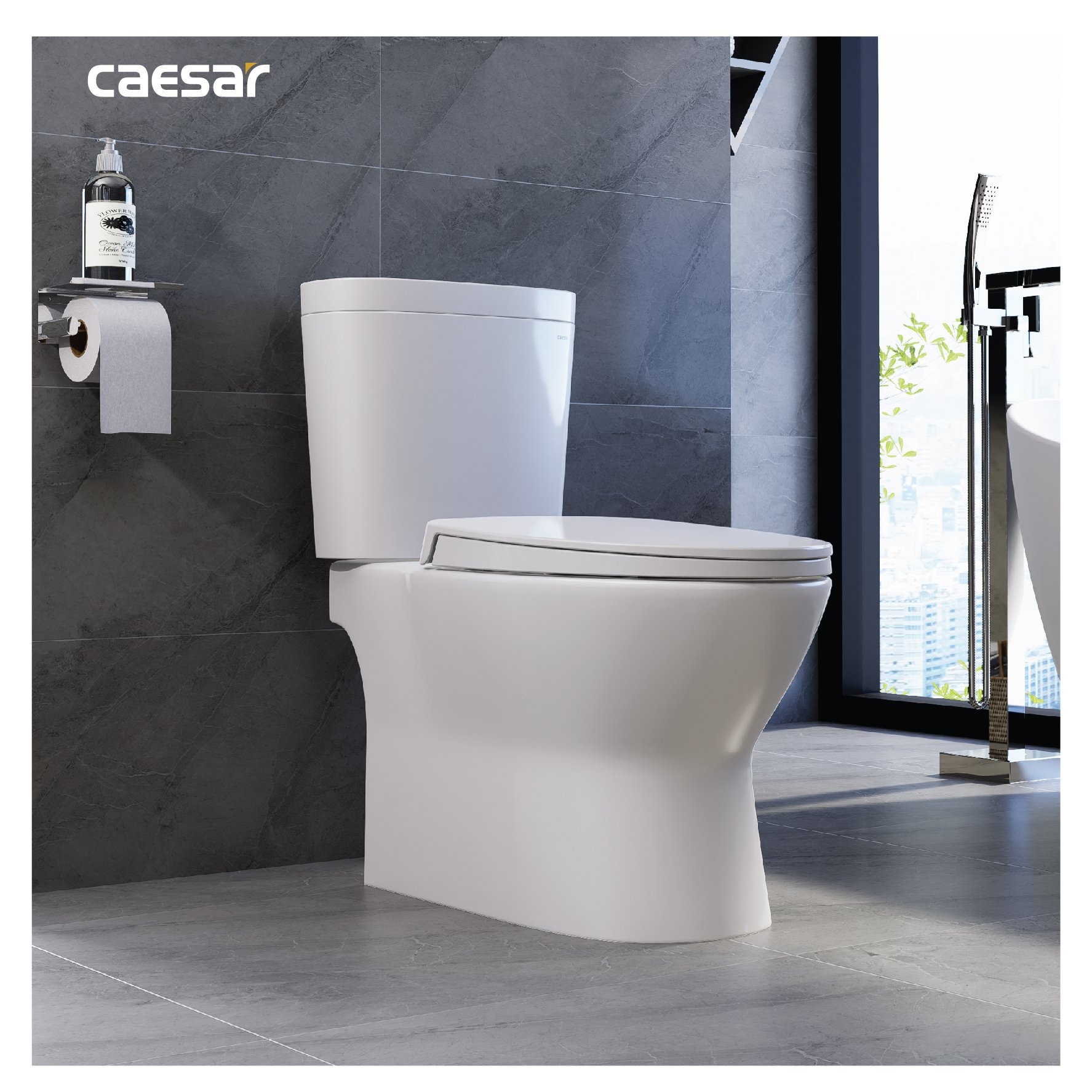 Bồn cầu 2 khối Caesar CD1320 nắp đóng êm