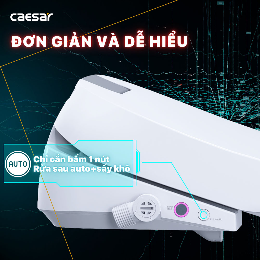 Bồn cầu 2 khối nắp điện tử Caesar CD1320+TAF610H